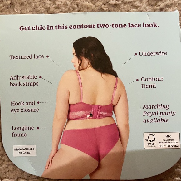 New Payal longline bra corset pink lace wired multiple sizes - Picture 3 of 5